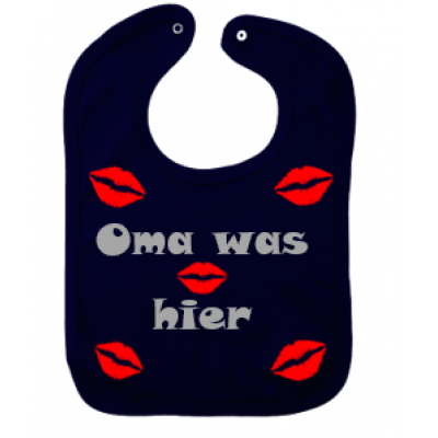 Slabbetje druknoopje "Oma was hier" Slabbetje druknoopje "Oma was hier"